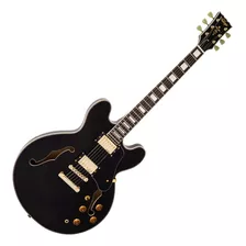 Guitarra Eléctrica Vintage Vsa500gbk Gloss Black Tipo 335