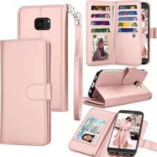 Funda Billetera De Cuero Pu Para Samsung Galaxy S7 - Rosa