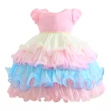 Vestido Infantil Rosa Festa Luxo Tema Circo Unicórnio Oferta