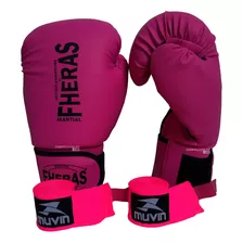 Kit De Luva + Bandagem Boxe Luva Muay Thai Feminina Mulheres