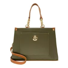 Bolsa Monica Sanches Feminina Rustic Musgo Caramelo 3600