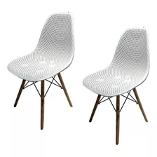 Kit 2 Cadeiras Eames Design Colmeia Eloisa Brancas
