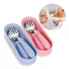 Kit Talher Infantil Colher Garfo Estojo Introdução Alimentar