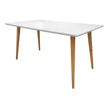 Mesa Cozinha Sala Jantar Madeira Com Vidro Veneza - Branco