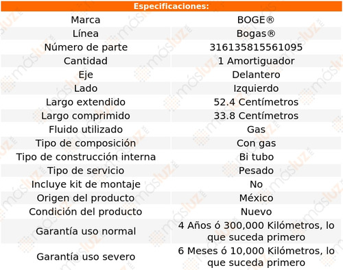 1- Amortiguador Gas Delantero Izq Astra 00/06 Boge Bogas Foto 2