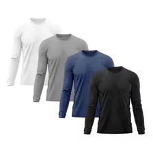 Kit 4 Camisetas Masculina Proteção Uv Dry Fit Manga Longa 