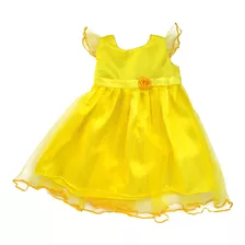 Vestido Estilo Princesa Amarillo Con Tul, Talles 4 Al 12