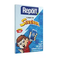 Papel Sulfite A4 Report Senninha 75gr Azul C/100 Fls Suzano