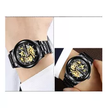 Reloj Negro Fngeen Automático Golden Skeleton Aaa