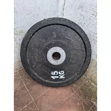 Una Pesa De 15 Kg Revestida Caucho Pase Olimpico