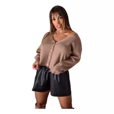 Sweater Mujer Botones Elastizado Saco Abrigo