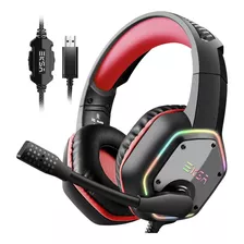 Auriculares Gamer Eksa Usb C/ Micro./ Vol. Control. Rojo