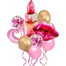 Bouquet Globos Labial Labios Corazon Decoración 