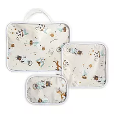 Kit Bolsa Necessaire 3pcs Infantil Estampa Circo Baby