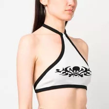 Crop Top Halter Tribal Contrastes 90's Y2k Aesthetic