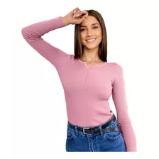 Sweater Jersey Tejido Canalé Lanilla Suave Moda Mujer 