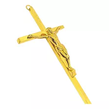 Crucifixo Parede Moderno Cruz Metal Prata Alto Brilho 15cm Cor Dourado