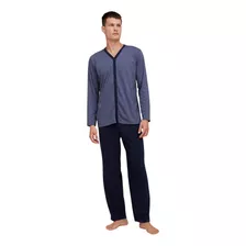 Pijama Longo Masculino Com Botões - Hering - 7bwq