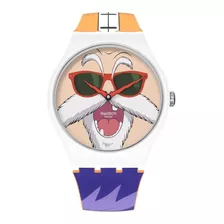 Reloj Swatch Maestro Roshi Kamesennin X Swatch Dragon Ball Z Color De La Malla Naranja-violeta Color Del Bisel Blanco Color Del Fondo Rosa