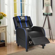 Silla Reclinable Individual Masajeador Para Gamers Rosado Color Negro/azul