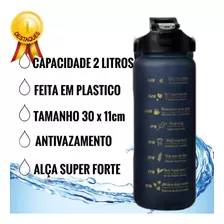 Kit 3 Garrafa Motivacional Água Adesivo Alça Preto 3d 1l 2l