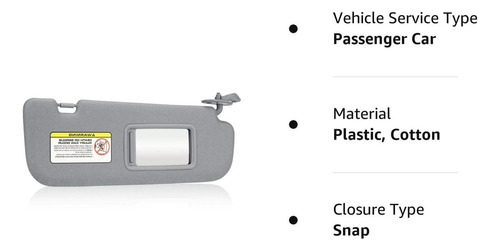 Parasol Del Lado Derecho Del Pasajero Para Hyundai Elantra Foto 6