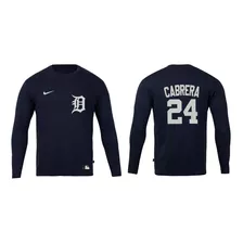 Franela Detroit Miguel Cabrera Nike Manga Larga Mlb G Ligas