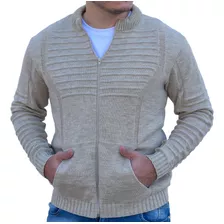 Casaco Suéter Masculino Lã Com Zíper Trico Blusa De Frio