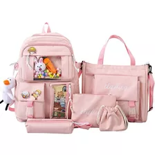 Mochilas Escolares Sqy Moda Viaje Bolsa Para Niños 5 Piezas