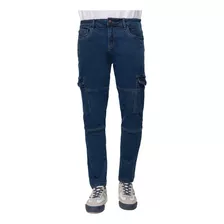 Jeans Skinny Cargo Azul Hombre Fashion's Park