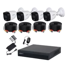 Dahua Kit De Video Vigilancia 4 Cámaras 2 Mp Full Color Con Accesorios Incluidos Circuito Cerrado Con Detección De Movimiento Y Cámaras De Seguridad Alta Resolución