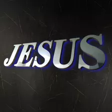 Letreiro Jesus 3d 50cm Aço Inox + Led Rgb + Frete Gratis