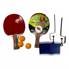 Set Pingpong Raquetas + Bolas + Malla + Párales En Estuche