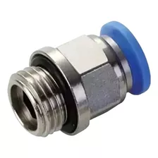 Conector Engate Rápido Tubo Pu 8mm X 1/4 Rosca Bsp - 20 Pçs