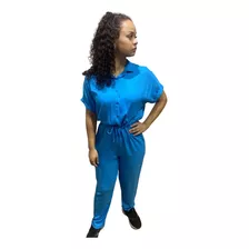 Macacão Feminino Em Viscose Ked Riu Kiu Azul 10568