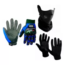 Cuello Mascara Respirador + 1ra Piel + Guantes Pro Biker Sti