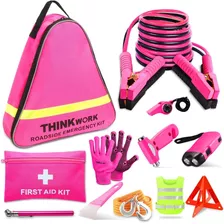 Thinkwork Kit Emergencia Auto Herramientas Rosa 11 Piezas