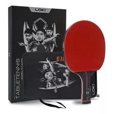 Paleta De Ping Pong Loki 6 Estrellas Pro Carbon Performance Color Negro/rojo Tipo De Mango Fl (cóncavo)