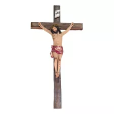 Cristo De 32 Cm Con Cruz De 68 Cm De Resina