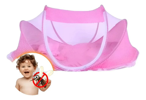 Cama Bebe Portátil Prático Fácil Montagem Berço Colchão Cor Rosa