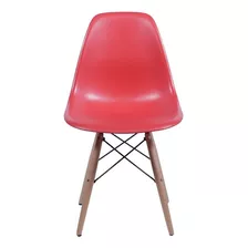 Silla De Comedor Boxbit Dkr Eames Base Madera, Estructura Color Rojo, 1 Unidad