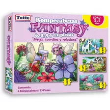 4 Rompecabezas En 1 Totte Fantasy | 6, 8, 9 Y 12 Piezas | Sirenitas, Hadas, Princesa Y Unicornios