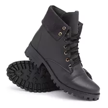 Coturno Bota Feminino Militar Tratorado Estilo C/ Vira Macio