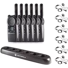 6 Radios Motorola Cls1110 Headsets + Cargador -negro