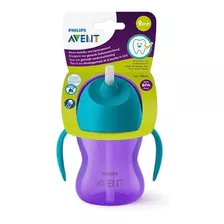 Vaso Entrenador Avent Con Popote 9m+ 200ml Plastico Antigote Color Morado/azul