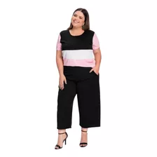 Calca Feminina Pantacourt Moda Evangélica Plus Size Preta