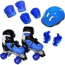 Patins Roller Azul G Com Kit De Proteção Importway Bw017azg