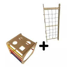 Cubo + Trepador Con Sogas - Montessori - Pikler