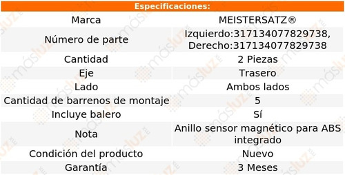 2- Mazas Rueda Traseras Crossfox L4 1.6l 07/12 Meistersatz Foto 2