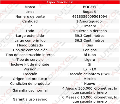 1 - Amortiguador Izq/der Tras Boge Concorde V6 3.2l 98-01 Foto 2